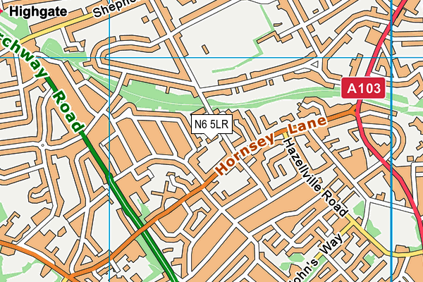 N6 5LR map - OS VectorMap District (Ordnance Survey)
