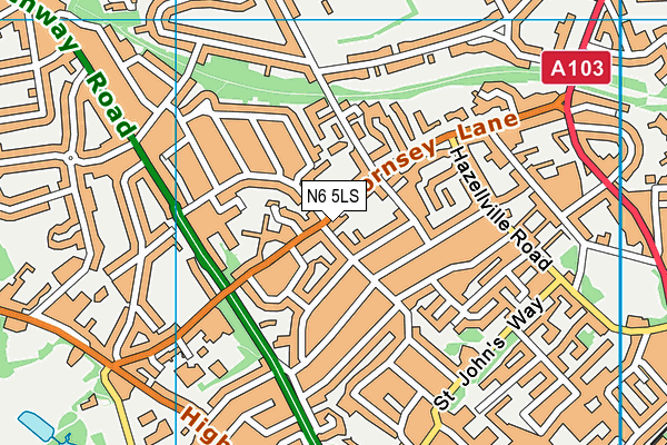 N6 5LS map - OS VectorMap District (Ordnance Survey)
