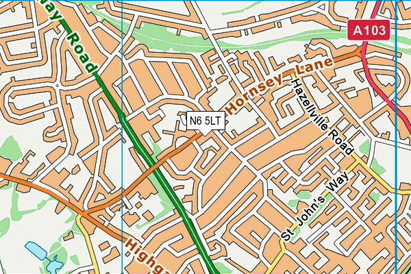 N6 5LT map - OS VectorMap District (Ordnance Survey)