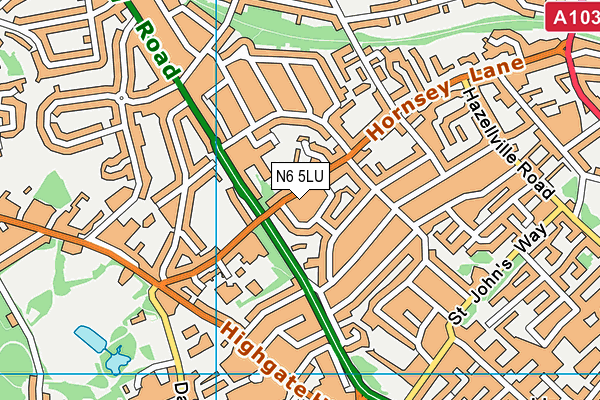 N6 5LU map - OS VectorMap District (Ordnance Survey)