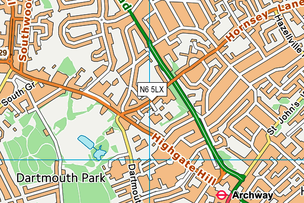 N6 5LX map - OS VectorMap District (Ordnance Survey)