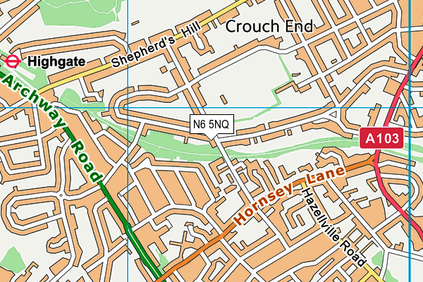 N6 5NQ map - OS VectorMap District (Ordnance Survey)