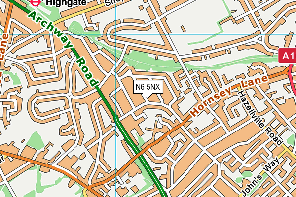 N6 5NX map - OS VectorMap District (Ordnance Survey)