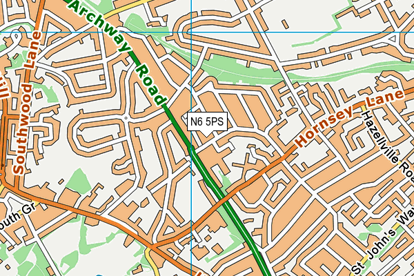N6 5PS map - OS VectorMap District (Ordnance Survey)