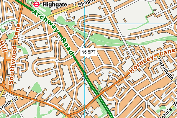 N6 5PT map - OS VectorMap District (Ordnance Survey)