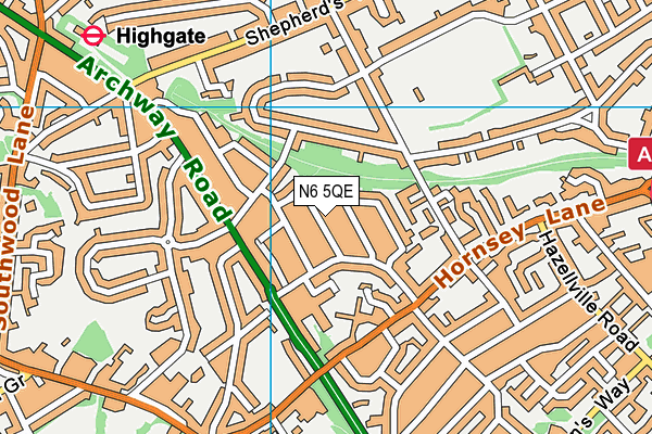 N6 5QE map - OS VectorMap District (Ordnance Survey)