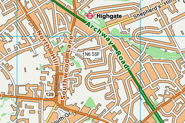 N6 5SF map - OS VectorMap District (Ordnance Survey)