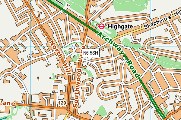 N6 5SH map - OS VectorMap District (Ordnance Survey)