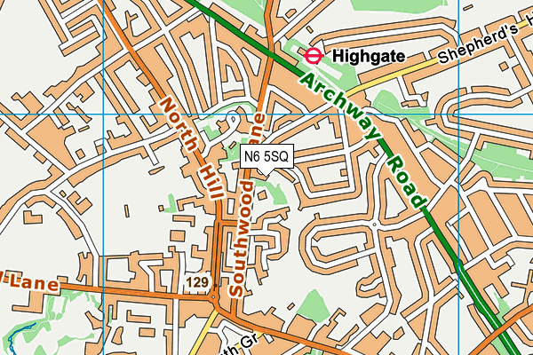 N6 5SQ map - OS VectorMap District (Ordnance Survey)