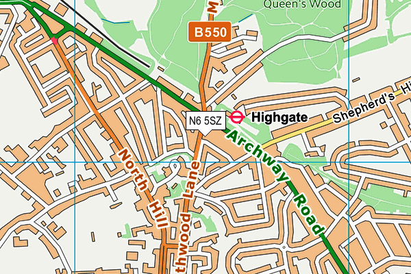 N6 5SZ map - OS VectorMap District (Ordnance Survey)