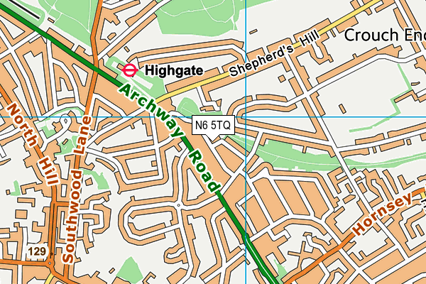 N6 5TQ map - OS VectorMap District (Ordnance Survey)