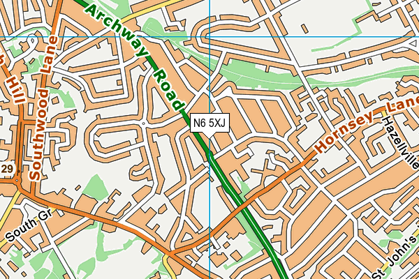 N6 5XJ map - OS VectorMap District (Ordnance Survey)