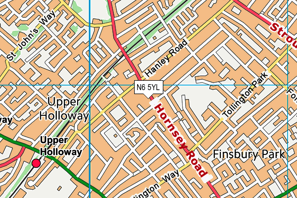 N6 5YL map - OS VectorMap District (Ordnance Survey)