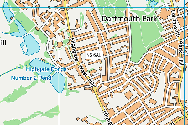 N6 6AL map - OS VectorMap District (Ordnance Survey)