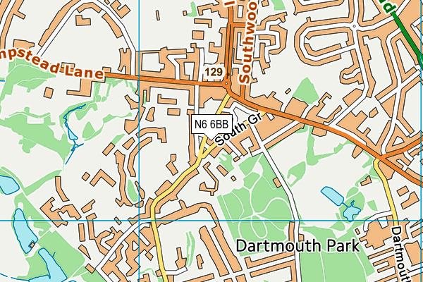 N6 6BB map - OS VectorMap District (Ordnance Survey)
