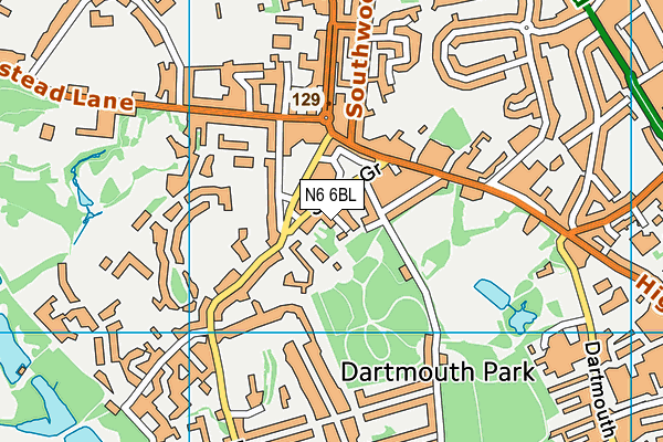 N6 6BL map - OS VectorMap District (Ordnance Survey)