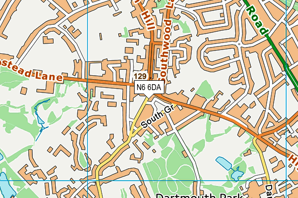 N6 6DA map - OS VectorMap District (Ordnance Survey)