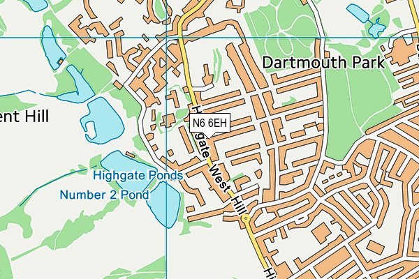 N6 6EH map - OS VectorMap District (Ordnance Survey)