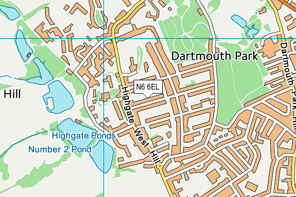 N6 6EL map - OS VectorMap District (Ordnance Survey)