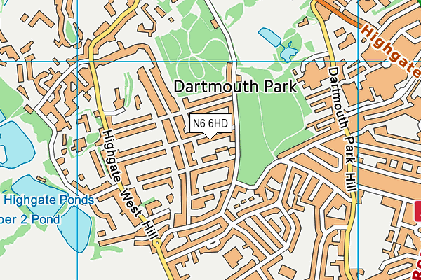 N6 6HD map - OS VectorMap District (Ordnance Survey)