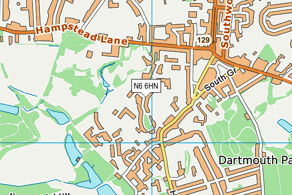 N6 6HN map - OS VectorMap District (Ordnance Survey)