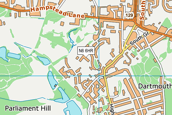 N6 6HR map - OS VectorMap District (Ordnance Survey)