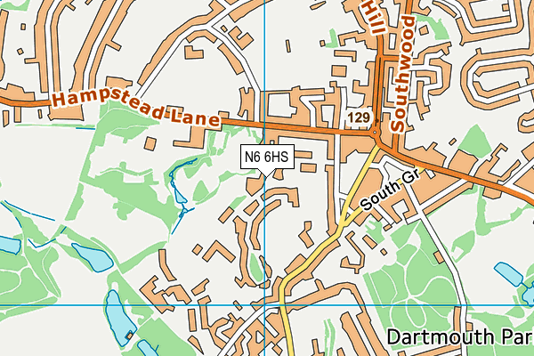 N6 6HS map - OS VectorMap District (Ordnance Survey)