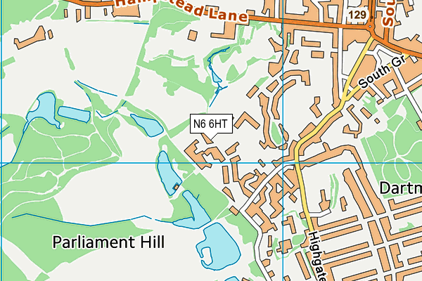 N6 6HT map - OS VectorMap District (Ordnance Survey)