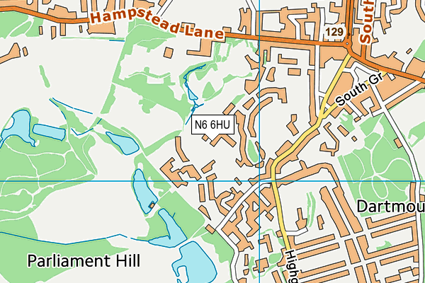 N6 6HU map - OS VectorMap District (Ordnance Survey)