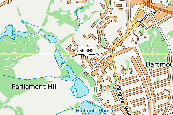 N6 6HX map - OS VectorMap District (Ordnance Survey)