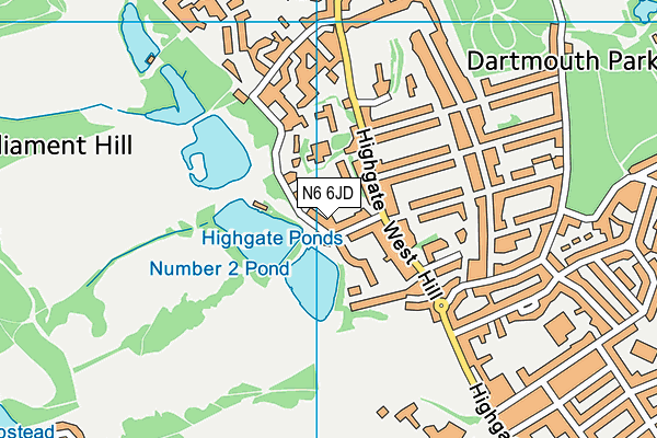 N6 6JD map - OS VectorMap District (Ordnance Survey)