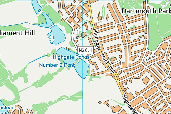 N6 6JH map - OS VectorMap District (Ordnance Survey)