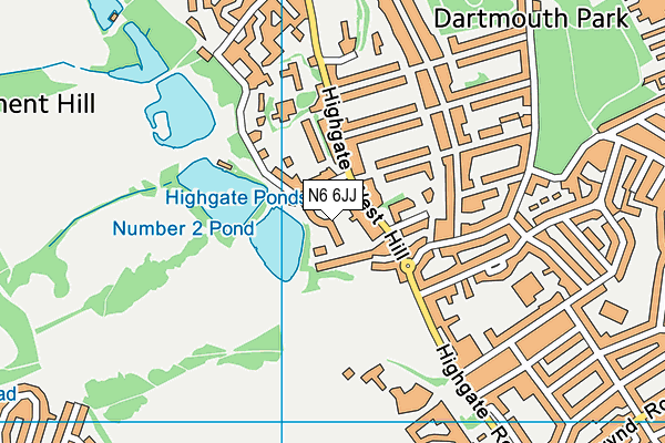N6 6JJ map - OS VectorMap District (Ordnance Survey)