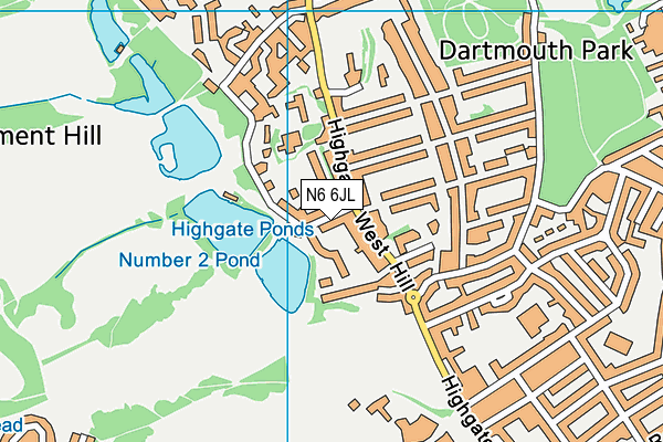 N6 6JL map - OS VectorMap District (Ordnance Survey)