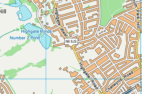 N6 6JS map - OS VectorMap District (Ordnance Survey)