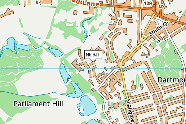 N6 6JT map - OS VectorMap District (Ordnance Survey)