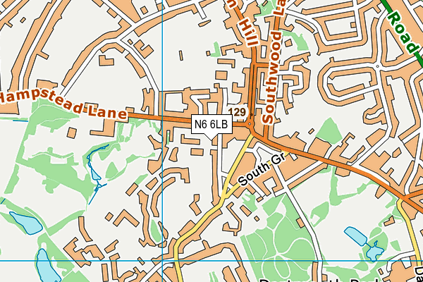 N6 6LB map - OS VectorMap District (Ordnance Survey)