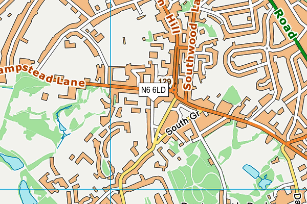 N6 6LD map - OS VectorMap District (Ordnance Survey)