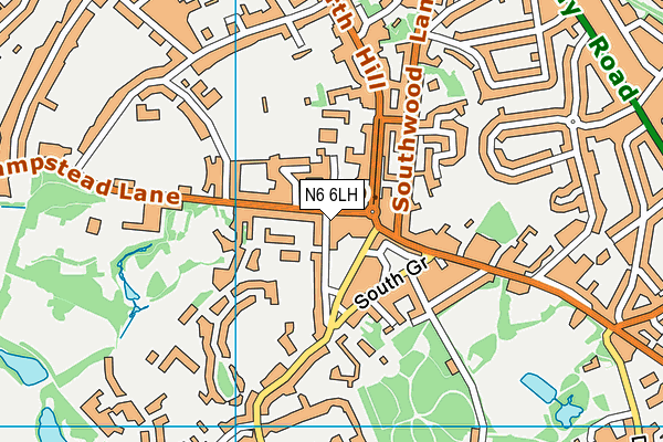 N6 6LH map - OS VectorMap District (Ordnance Survey)