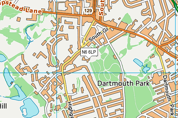 N6 6LP map - OS VectorMap District (Ordnance Survey)