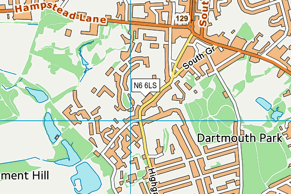 N6 6LS map - OS VectorMap District (Ordnance Survey)