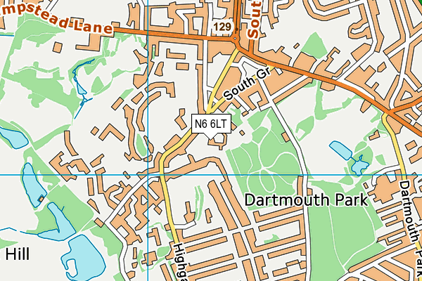 N6 6LT map - OS VectorMap District (Ordnance Survey)