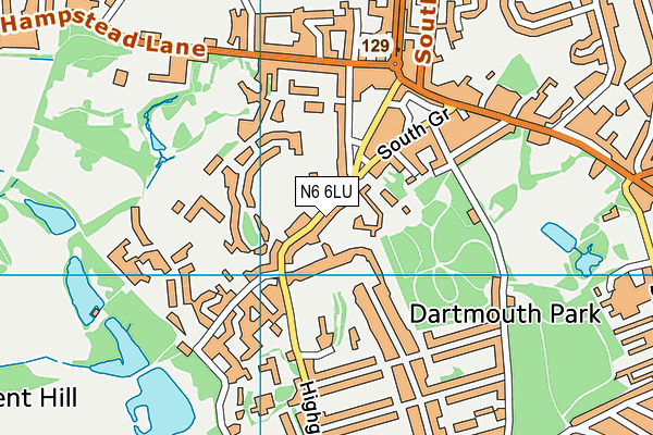 N6 6LU map - OS VectorMap District (Ordnance Survey)