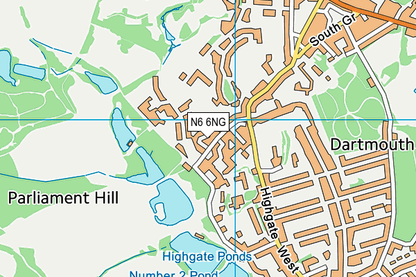 N6 6NG map - OS VectorMap District (Ordnance Survey)
