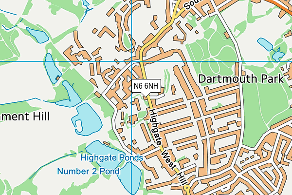 N6 6NH map - OS VectorMap District (Ordnance Survey)