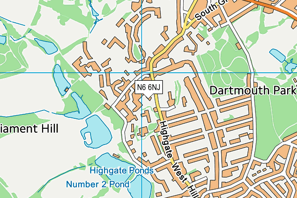 N6 6NJ map - OS VectorMap District (Ordnance Survey)
