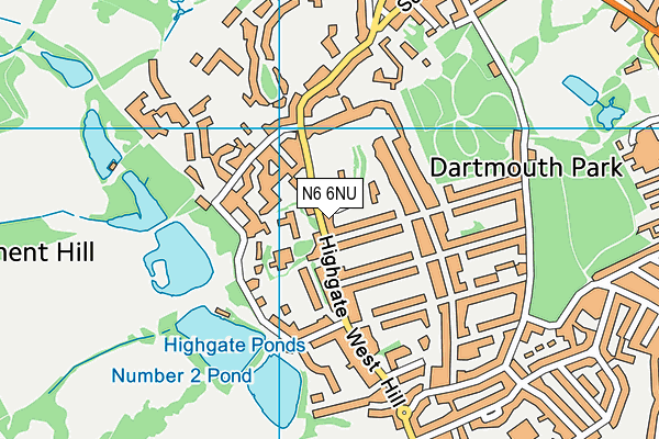 N6 6NU map - OS VectorMap District (Ordnance Survey)