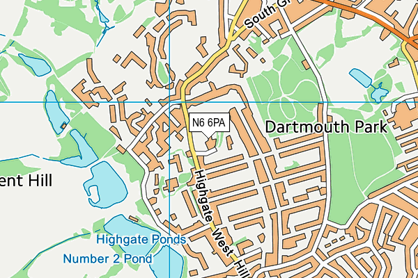 N6 6PA map - OS VectorMap District (Ordnance Survey)