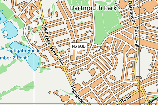 N6 6QD map - OS VectorMap District (Ordnance Survey)