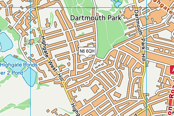 N6 6QH map - OS VectorMap District (Ordnance Survey)